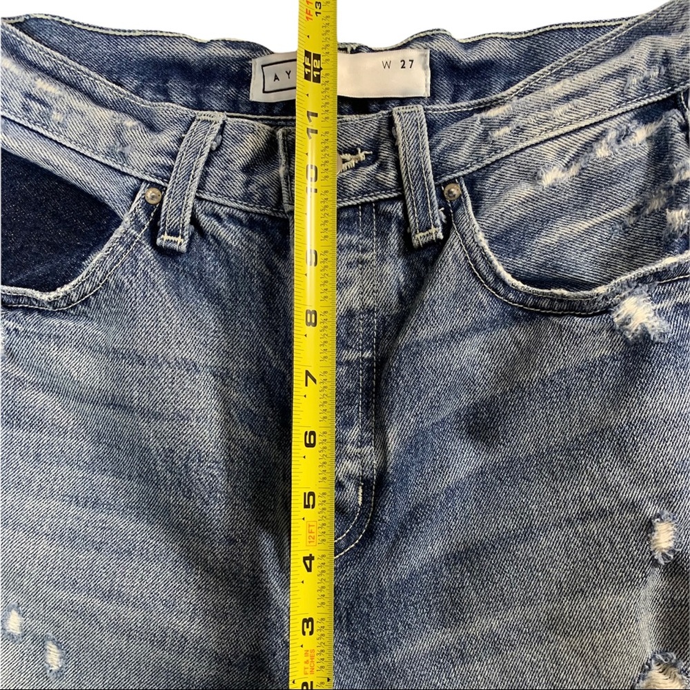 AYR The Styx Wolfpack Button-Fly Straight Leg High Rise Distressed Crop Jeans - Picture 12 of 12